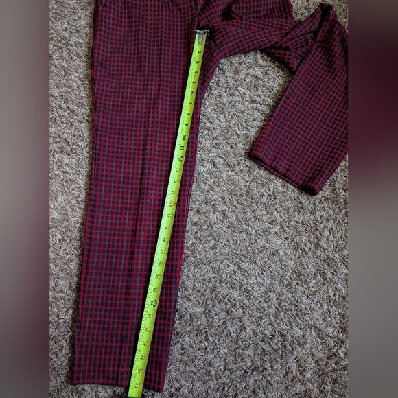 NWT J.Jill Black/Red Checkered Ponte Slim Leg 30" Pants Women's M - Picture 5 of 7